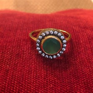 Gold-plated Emerald/CZ Stella & Dot Ring